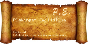 Plakinger Emiliána névjegykártya